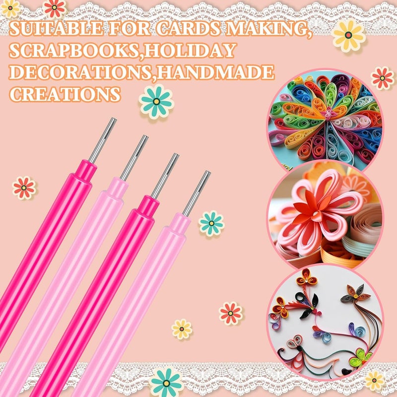 Ashmacdo 24 Pcs Paper Quilling Tools Slotted Curling Pens Paper Flower Rolling Tools for DIY Quilled Creations Card Making Art Crafts Handmade Scrapbooking Supplies (Light Pink,Pink) - Image 4